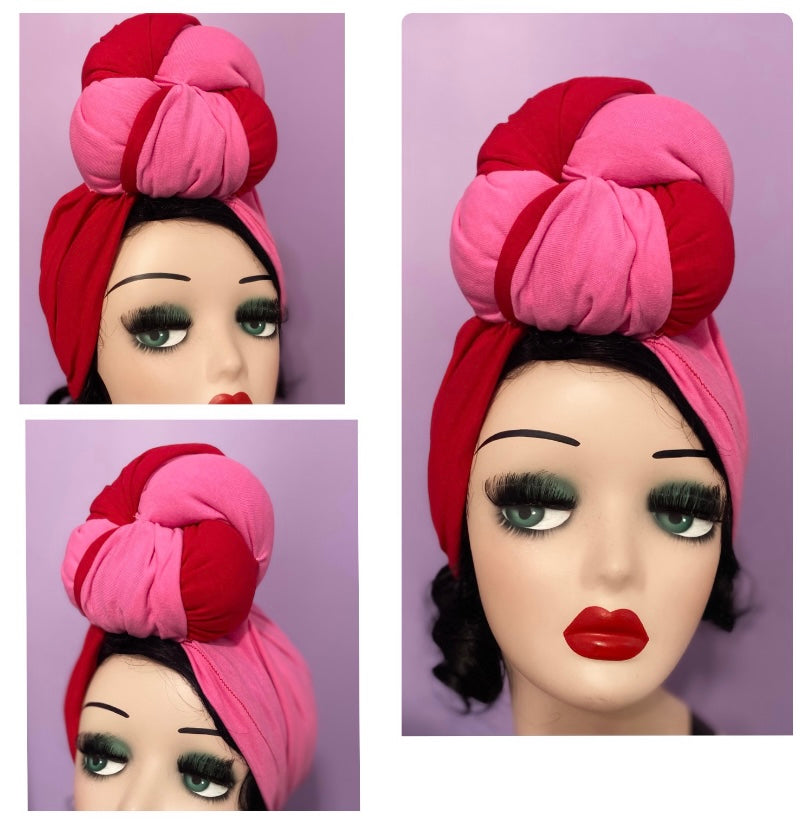 Pink & Red Double knot turban
